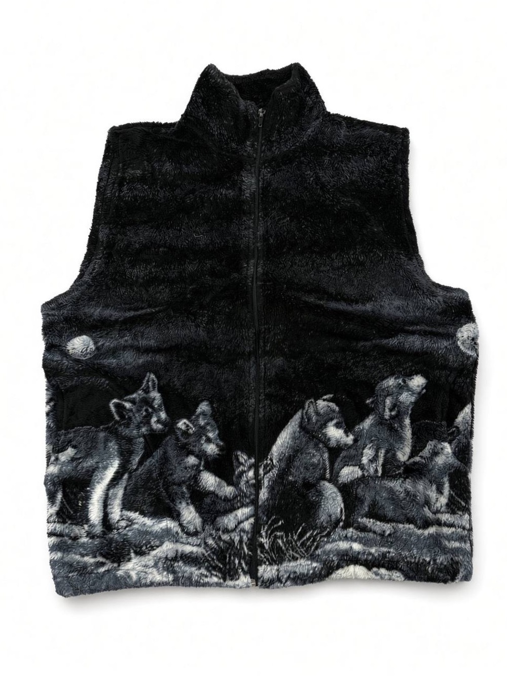Vintage Wolf Fleece Vest Made in Canada Size L